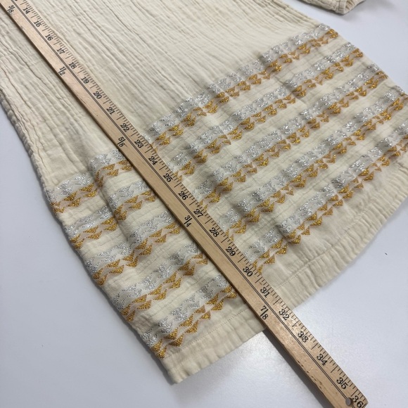 BCBGMAXAZRIA Keely Tunic Dress Long Sleeve Metallic Stripe Boho Notch Neck Sz XS - Picture 10 of 12